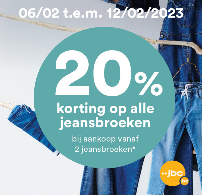 20% korting bij JBC op alle jeans*